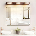 Dual LED Travertine & Walnut Wall Sconce