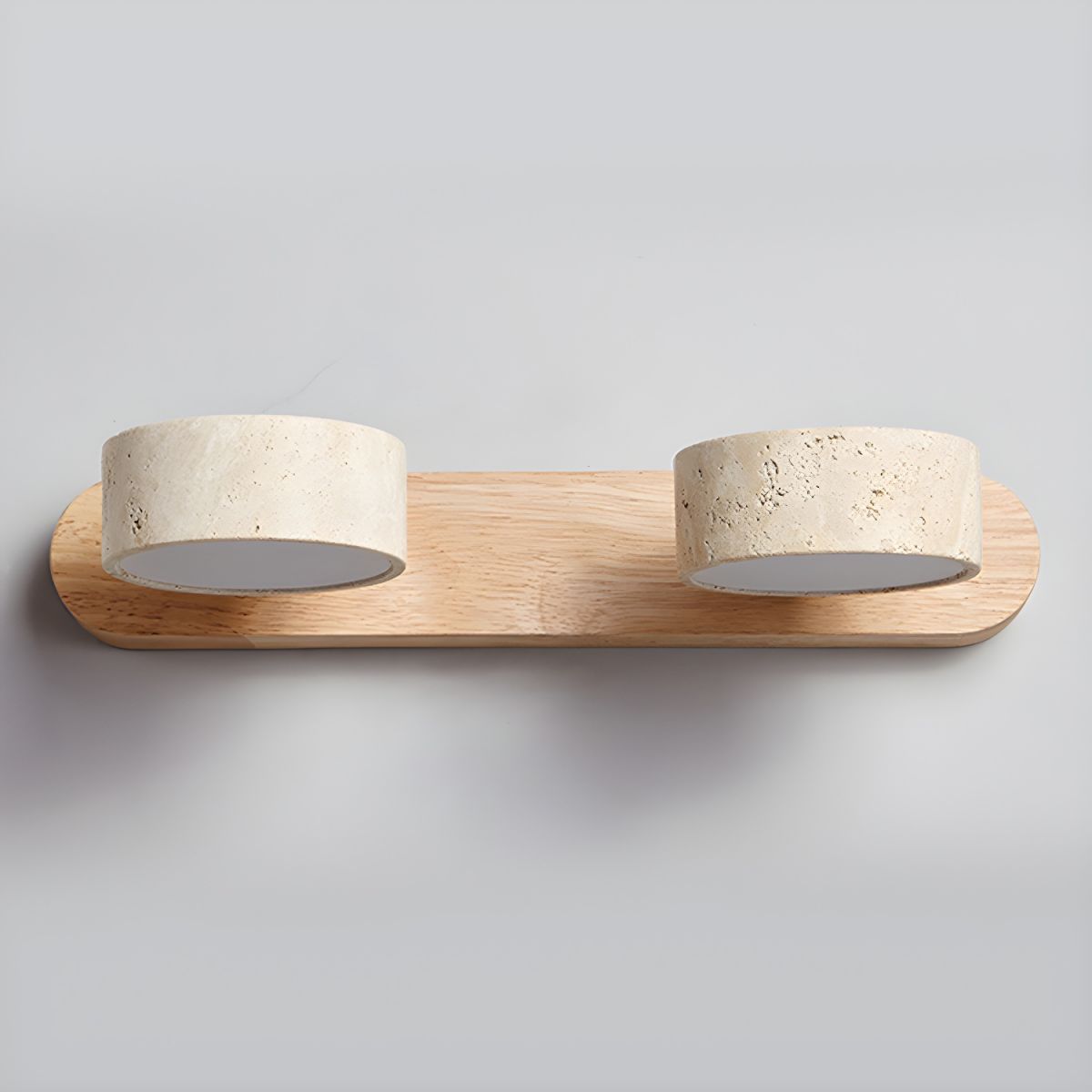 Dual LED Travertine & Walnut Wall Sconce