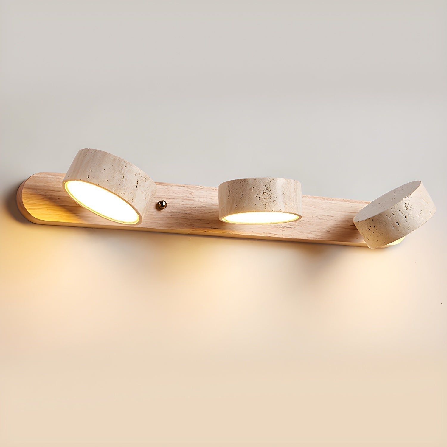Dual LED Travertine & Walnut Wall Sconce