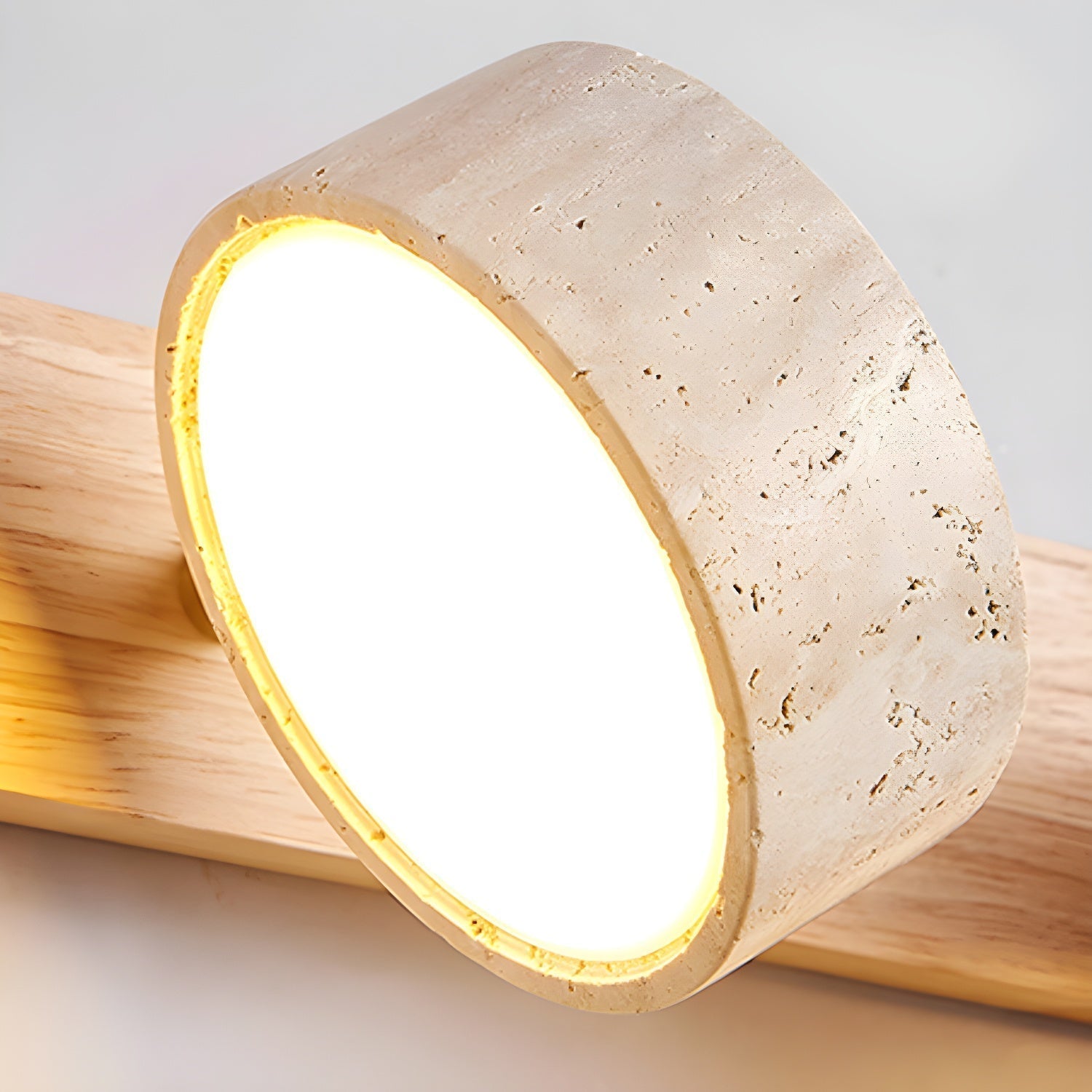 Dual LED Travertine & Walnut Wall Sconce