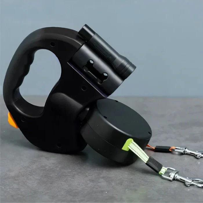 Dual Retractable Dog Leash Anti-Tangle Swivel LED Light