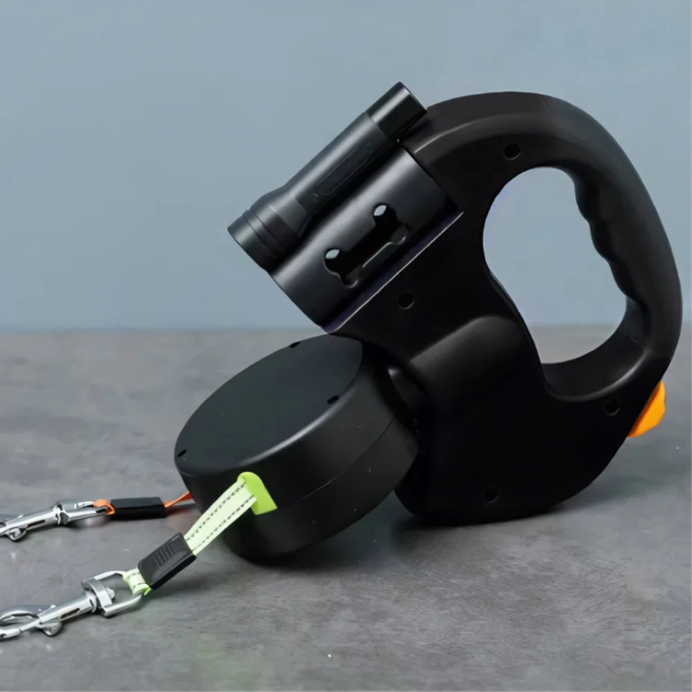 Dual Retractable Dog Leash Tangle-Free One-Hand Control