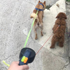 Dual Retractable Dog Leash Tangle-Free Swivel & LED Light