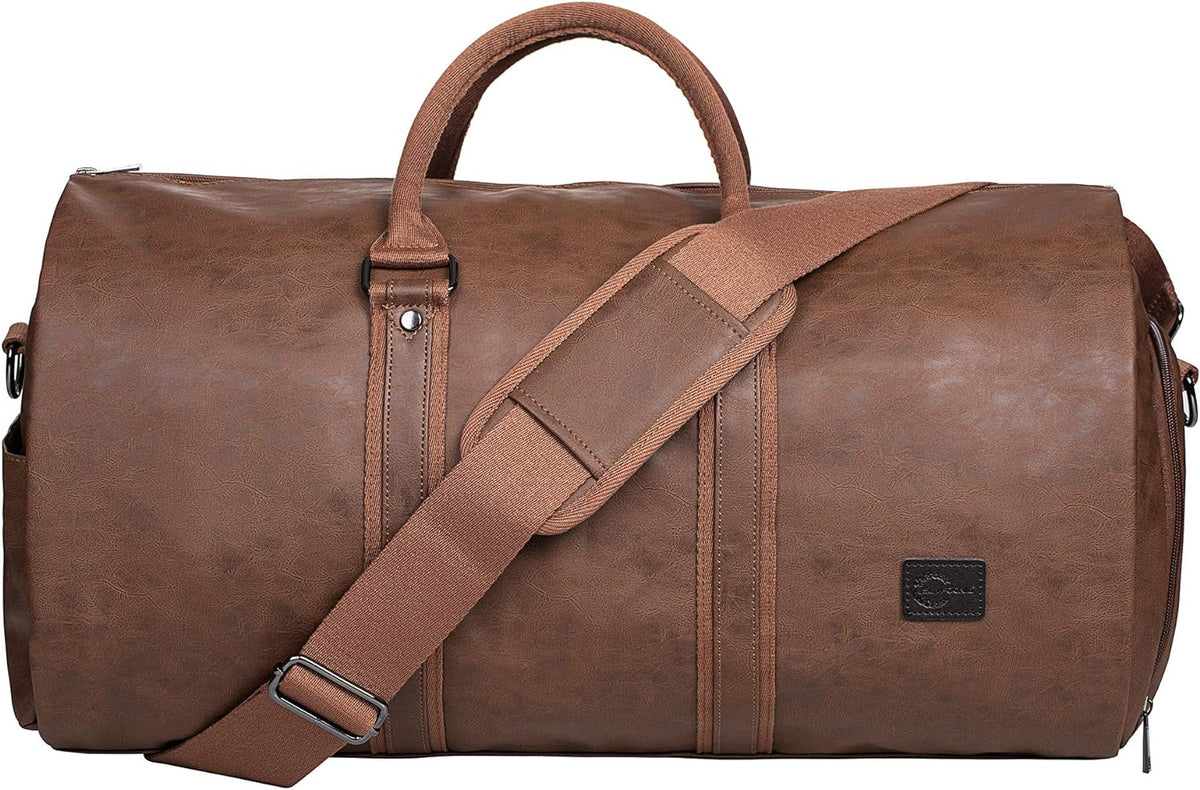 Duffel Bag Convertible Garment Sleeve Waterproof PU Leather 45L