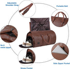 Duffel Bag Convertible Garment Sleeve Waterproof PU Leather 45L