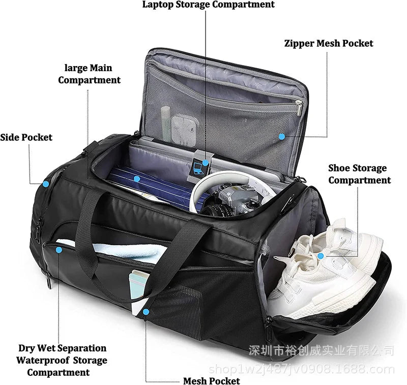 Duffel Bag Multi-Compartment Weather-Resistant Padded Straps