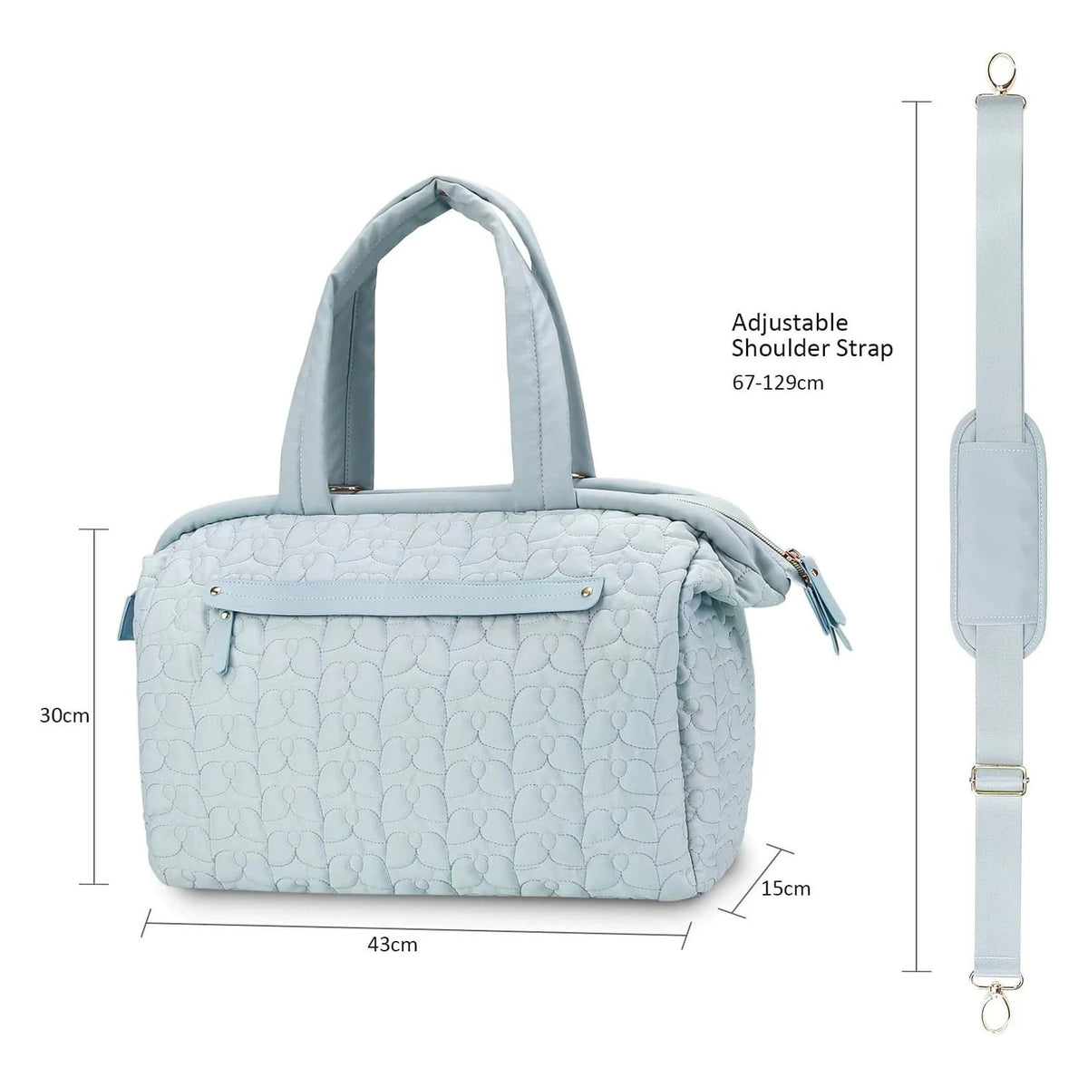 Duffel Bag Quilted Spacious Multiple Pockets & Adjustable Strap