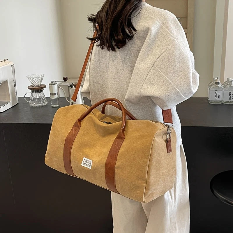 Duffel Bag Washed Canvas Multiple Pockets & Shoe Compartment