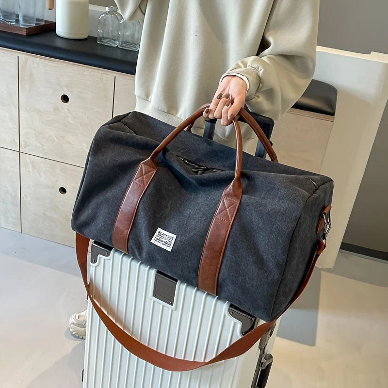 Duffel Bag Washed Canvas Multiple Pockets & Shoe Compartment