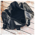 Duffel Bag Water-Resistant Faux Leather Detachable Strap Zippered Pocket