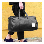Duffel Bag Water-Resistant Faux Leather Detachable Strap Zippered Pocket
