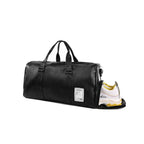 Duffel Bag Water-Resistant Faux Leather Detachable Strap Zippered Pocket