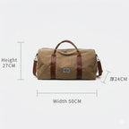 Duffle Bag Large Capacity Washed Canvas & Leather Accents
