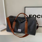 Duffle Bag Large Capacity Washed Canvas & Leather Accents