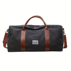 Duffle Bag Large Capacity Washed Canvas & Leather Accents