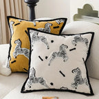 Durable Chenille Embroidered Zebra Cushion Cover (Zip Closure)