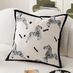 Durable Chenille Embroidered Zebra Cushion Cover (Zip Closure)