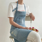 Durable Cotton Denim Front-Pocket Apron (Machine Washable)