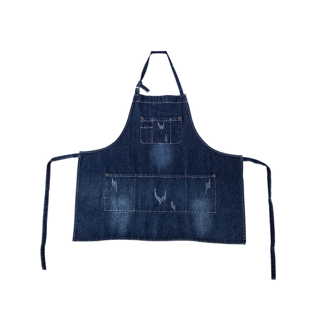 Durable Cotton Denim Front-Pocket Apron (Machine Washable)