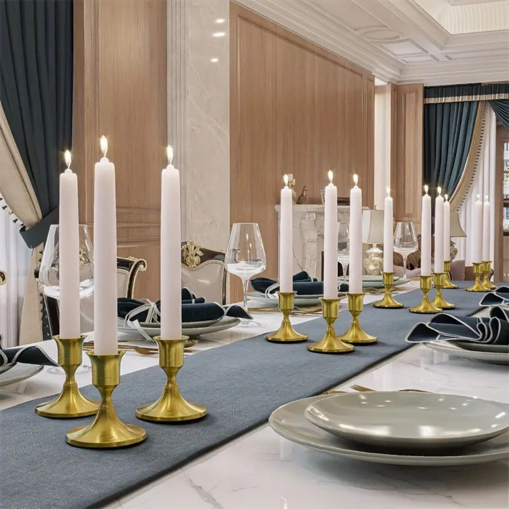Durable Powder-Coated Iron Taper Candle Holders (Pair)