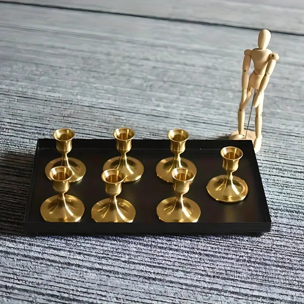 Durable Powder-Coated Iron Taper Candle Holders (Pair)