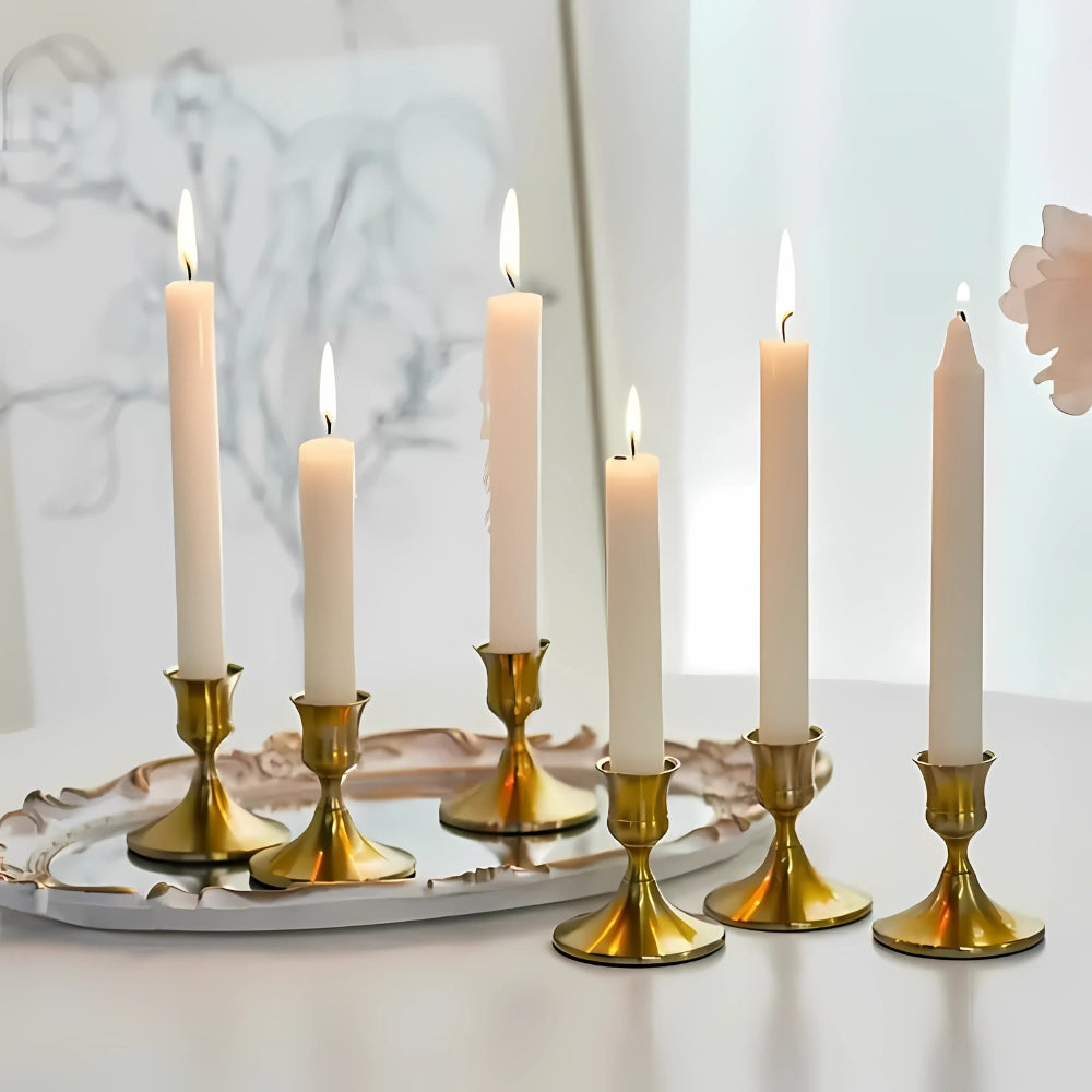 Durable Powder-Coated Iron Taper Candle Holders (Pair)
