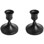 Durable Powder-Coated Iron Taper Candle Holders (Pair)