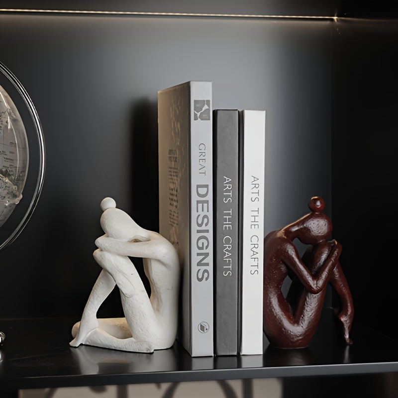 Durable Resin Abstract Human-Form Bookends (Indoor/Outdoor)