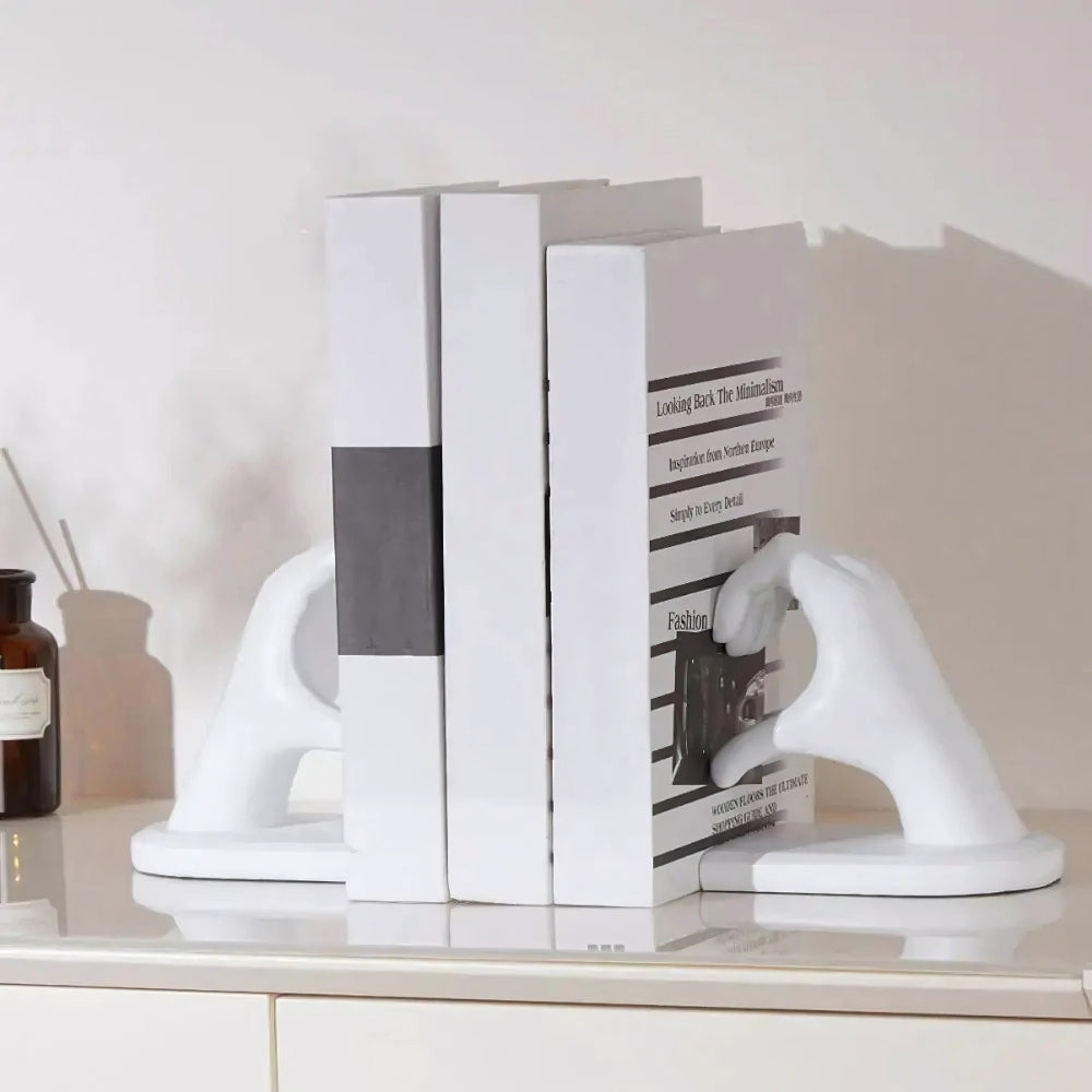 Durable Resin Heart Gesture Bookends (Non-Slip Base)