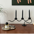 Durable Twisted Wave Iron Candle Holder (Triple-Arm)