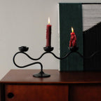 Durable Twisted Wave Iron Candle Holder (Triple-Arm)