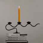 Durable Twisted Wave Iron Candle Holder (Triple-Arm)