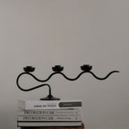 Durable Twisted Wave Iron Candle Holder (Triple-Arm)