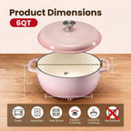 Dutch Oven Enameled Cast Iron 6-Quart Moisture-Sealing Lid