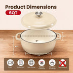 Dutch Oven Enameled Cast Iron 6-Quart Moisture-Sealing Lid
