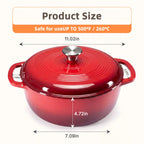 Dutch Oven Enameled Cast Iron 6-Quart Moisture-Sealing Lid