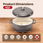 Dutch Oven Enameled Cast Iron 6-Quart Moisture-Sealing Lid