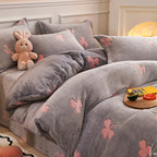 Duvet Cover Double-Sided Teddy Fleece Zippered & Machine-Washable