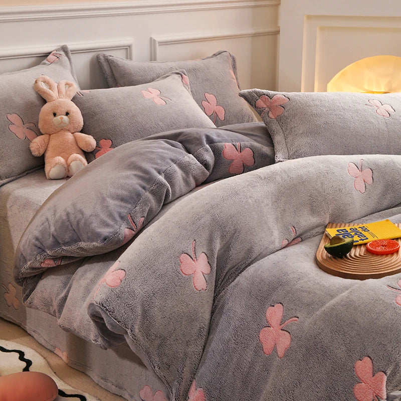 Duvet Cover Double-Sided Teddy Fleece Zippered & Machine-Washable