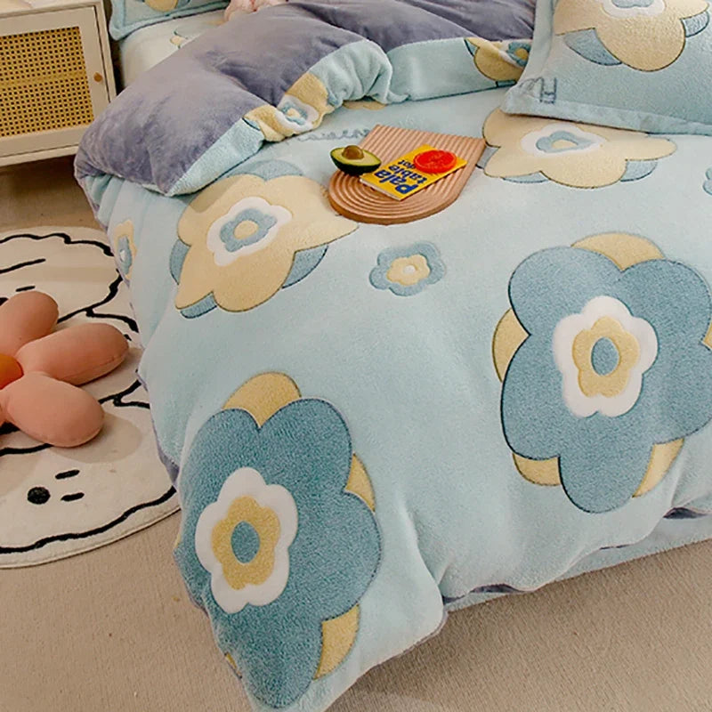 Duvet Cover Double-Sided Teddy Fleece Zippered & Machine-Washable