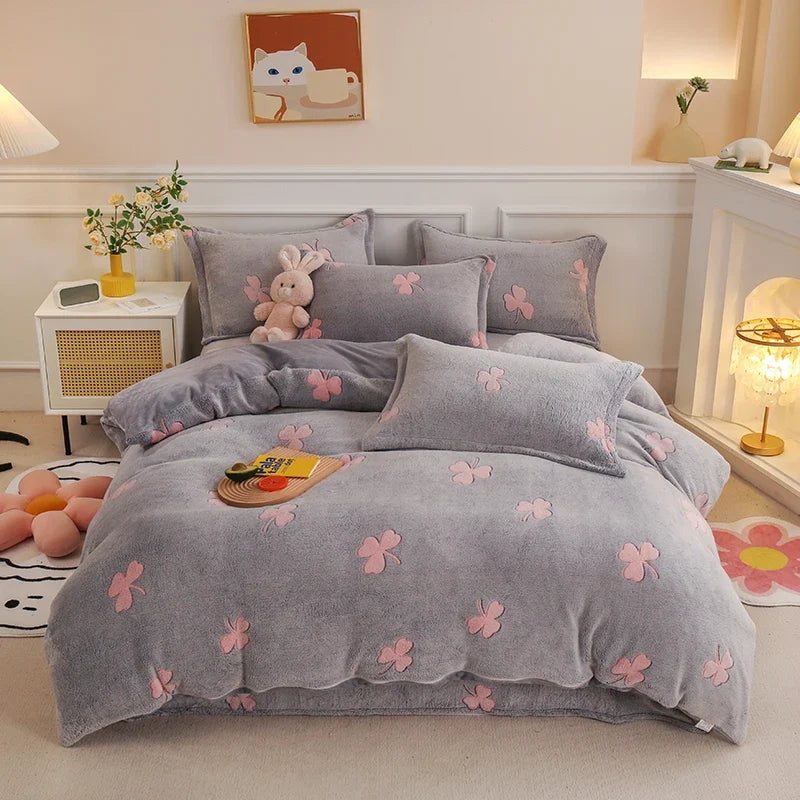 Duvet Cover Double-Sided Teddy Fleece Zippered & Machine-Washable