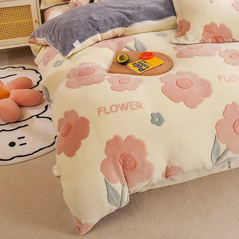 Duvet Cover Double-Sided Teddy Fleece Zippered & Machine-Washable
