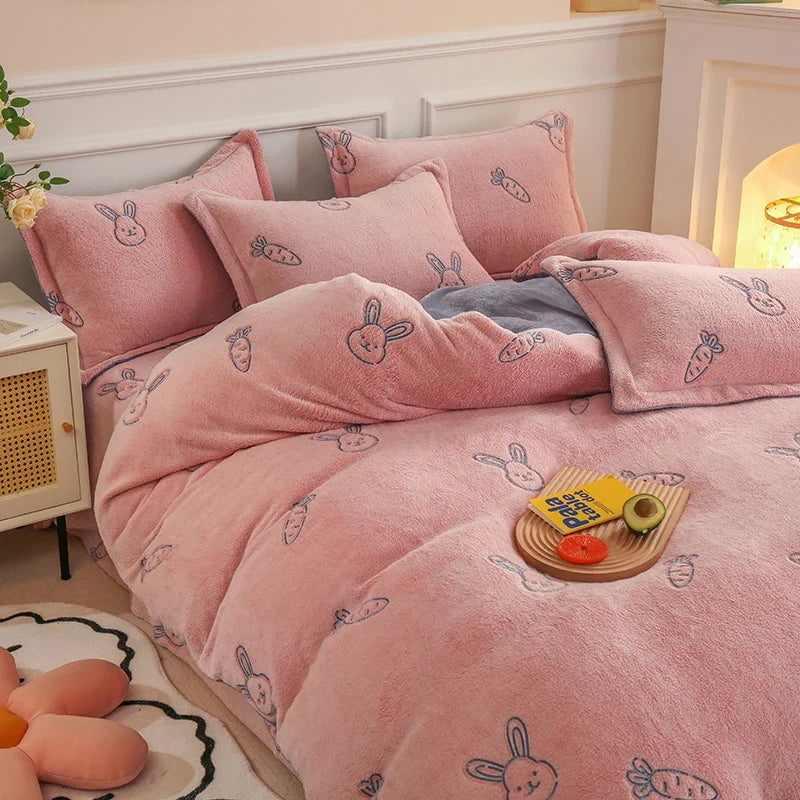 Duvet Cover Double-Sided Teddy Fleece Zippered & Machine-Washable