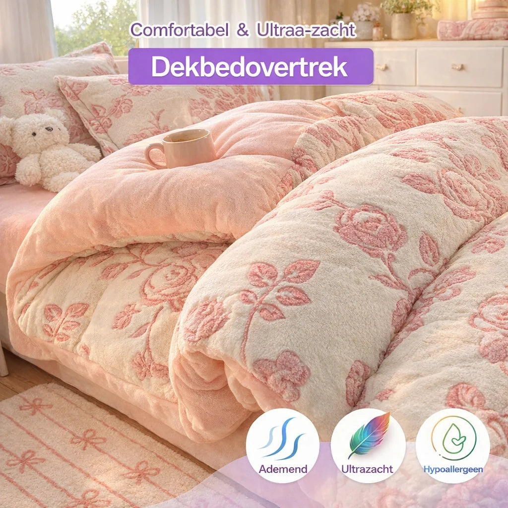 Duvet Cover Flannel Extra-Soft Warm Pastel Floral 1-Piece