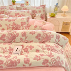 Duvet Cover Flannel Extra-Soft Warm Pastel Floral 1-Piece