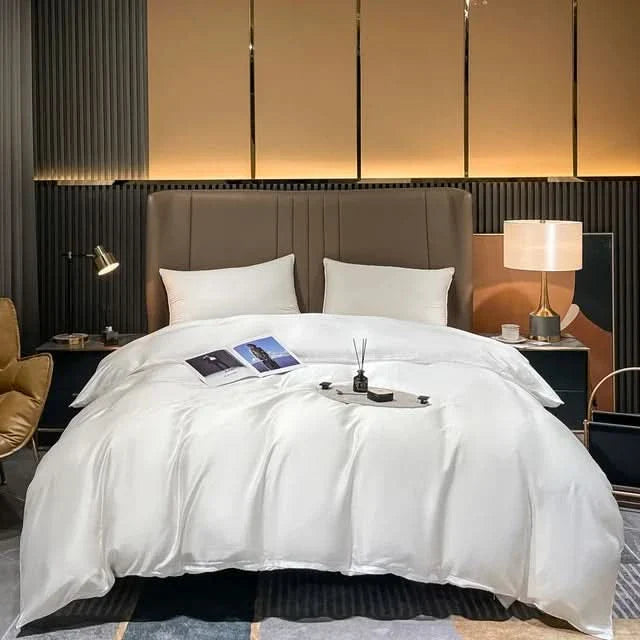 Duvet Cover Mulberry Silk Temperature-Regulating Zipper & Corner Ties