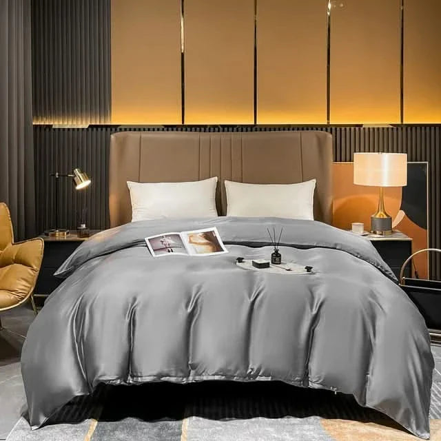 Duvet Cover Mulberry Silk Temperature-Regulating Zipper & Corner Ties