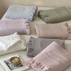 Duvet Cover & Pillowcase Set Cotton-Linen Blend Ruffled Edge