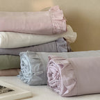 Duvet Cover & Pillowcase Set Cotton-Linen Blend Ruffled Edge