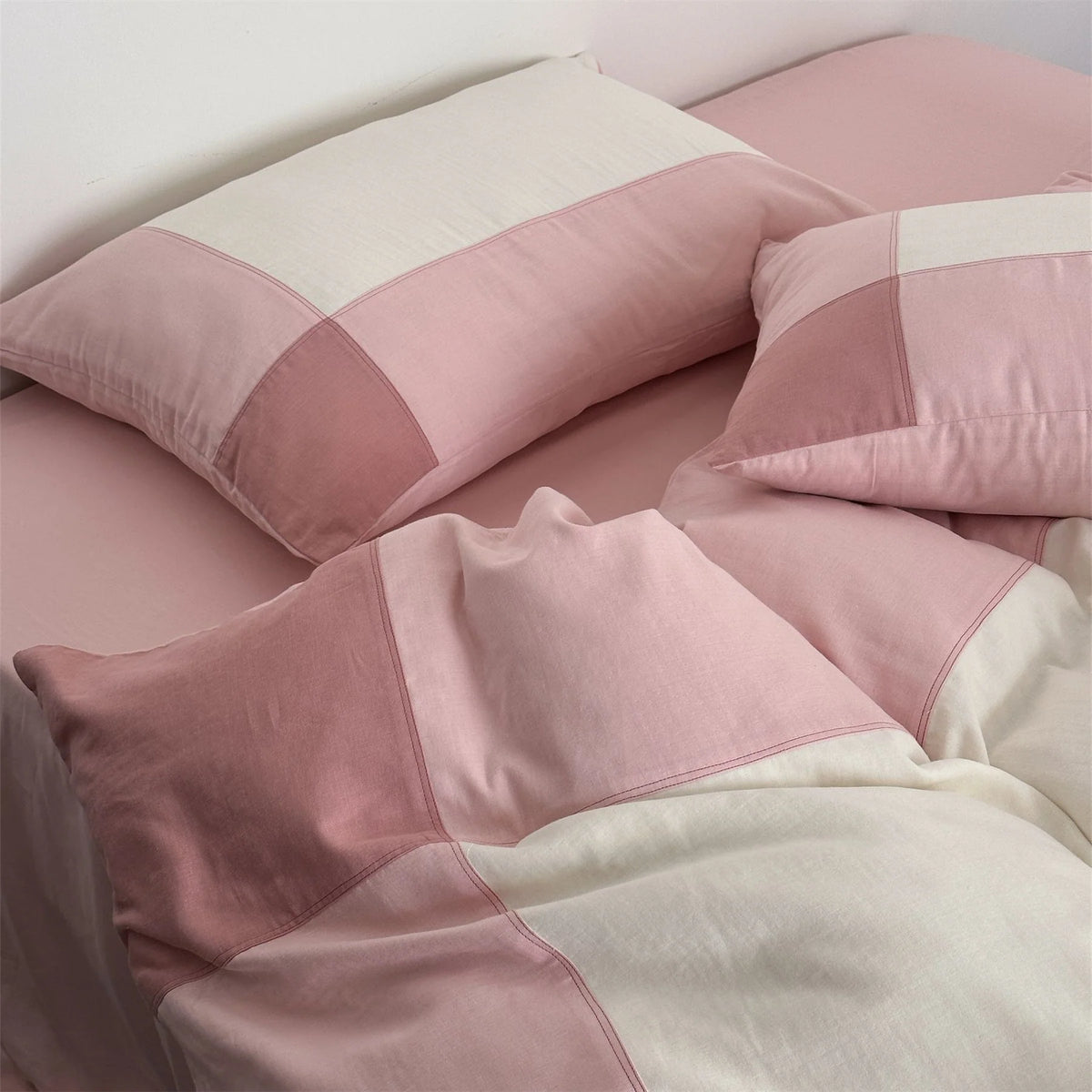 Duvet Cover & Pillowcase Set Quilted Cotton Satin 4-Piece